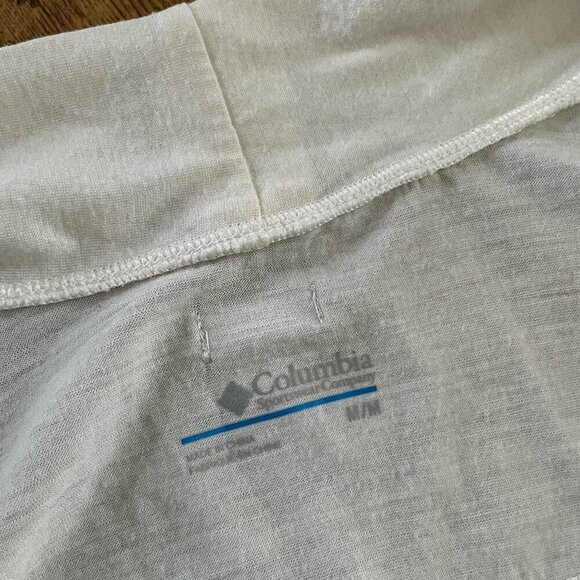 Columbia Womens Flyaway Cardigan Sz Medium Ivory Wool Blend Slub Knit Minimalist - Picture 7 of 8